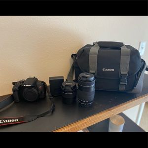 Canon T7i Rebel Camera EF-S 18-55mm/ 55-250mm Lens